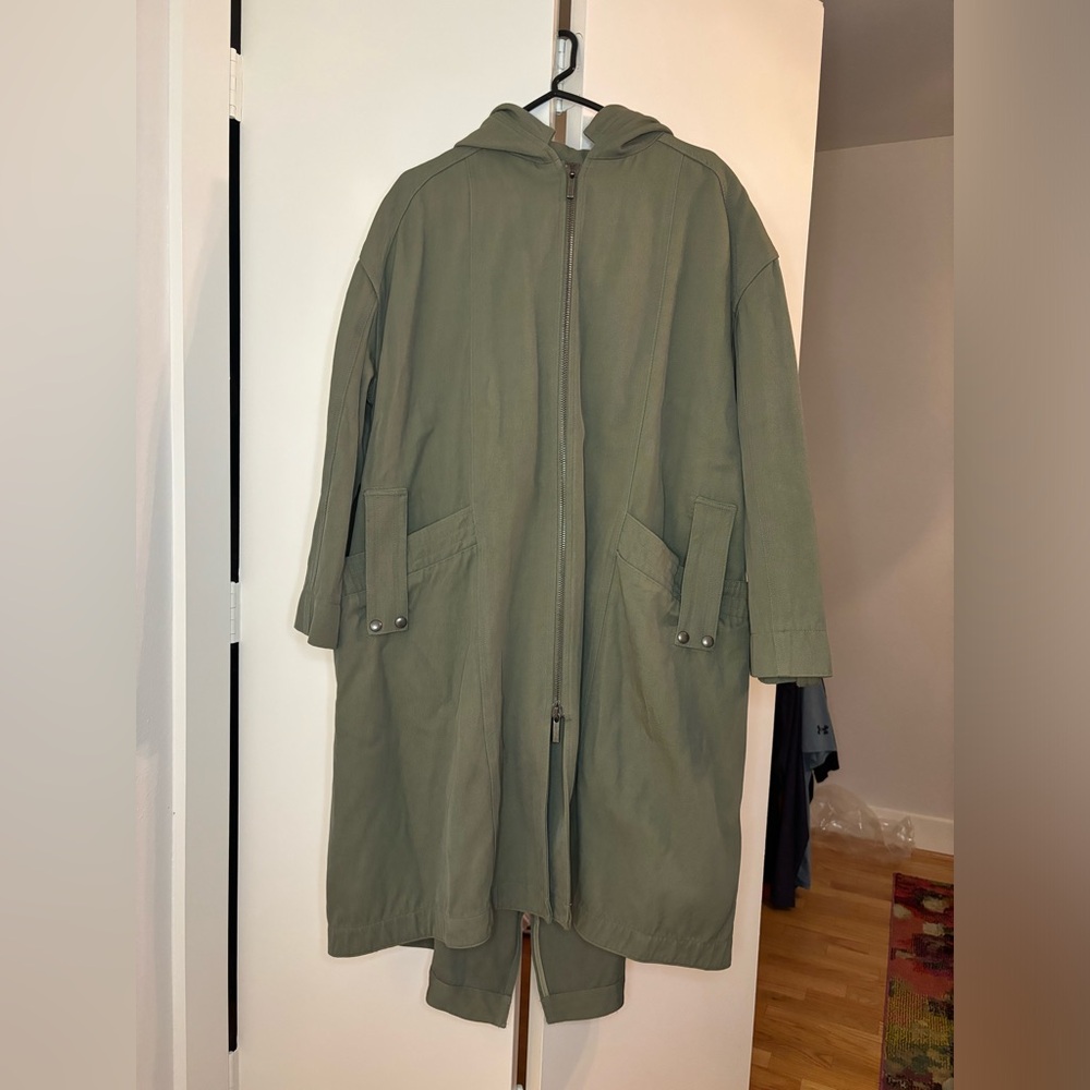 Green trench coat